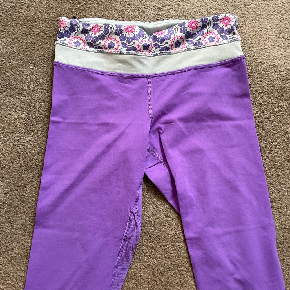 Floral with purple Lululemon leggings